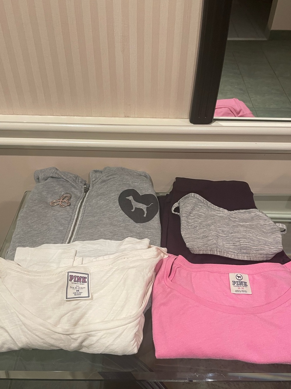 PINK Victoria's Secret  Women’s Gray, Pink & White Tops ,Hoodie with leggings